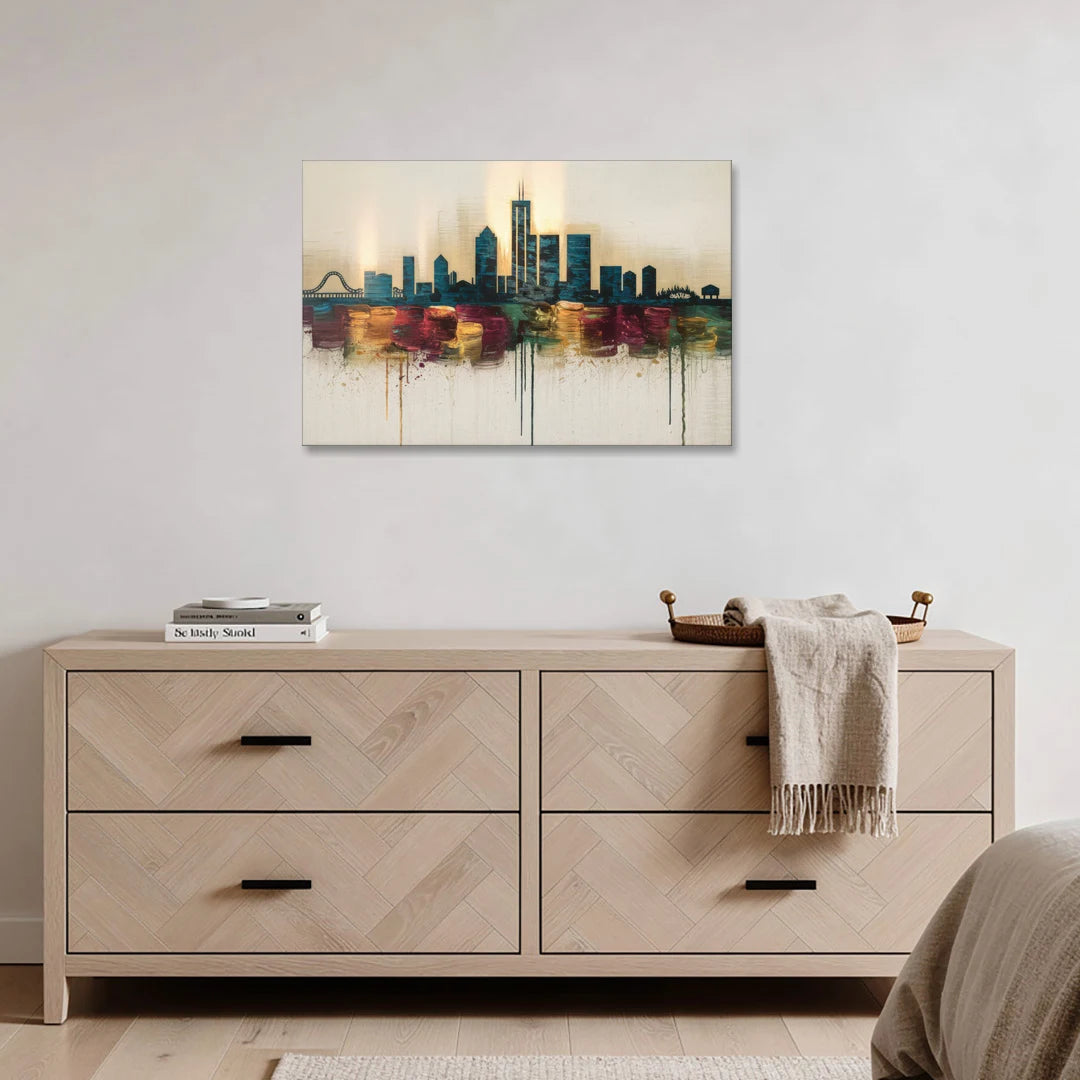 Detroit Skyline Silhouette - Canvas Wall Art - Coffee Table - 36x24