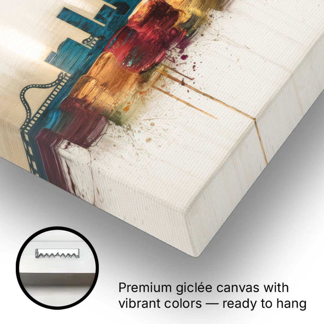 Detroit Skyline Silhouette - Canvas Wall Art - Gallery Wrap Corner