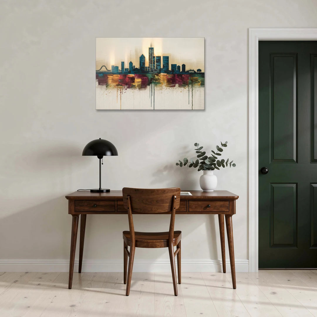 Detroit Skyline Silhouette - Canvas Wall Art - Office - 36x24