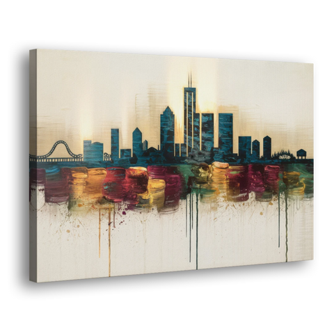 Detroit Skyline Silhouette - Canvas Wall Art - Side