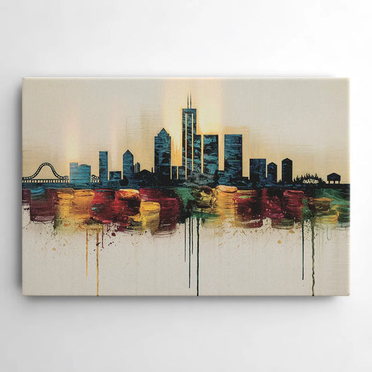 Detroit Skyline Silhouette - Canvas Wall Art