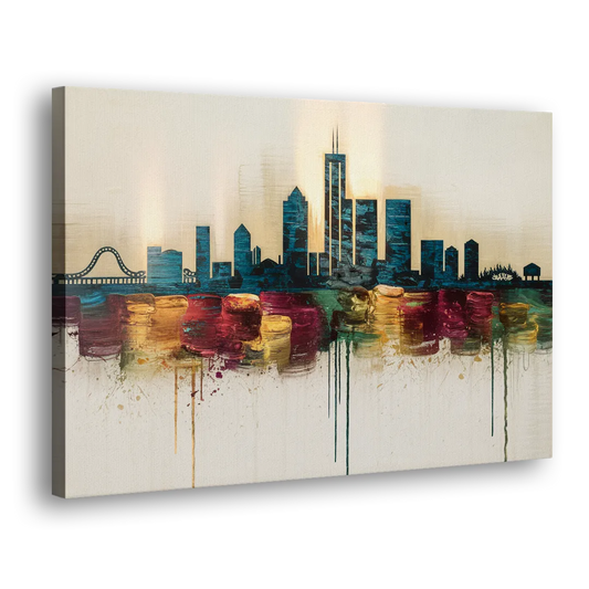 Detroit Skyline Silhouette Side - Canvas Wall Art