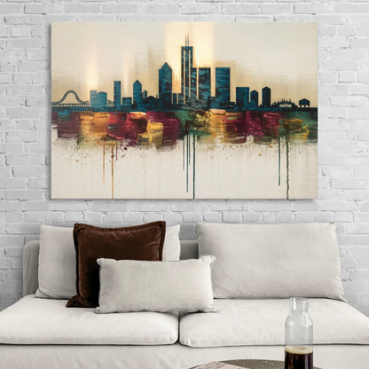 Detroit Skyline Silhouette Living Room - Canvas Wall Art