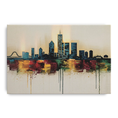 Detroit Skyline Silhouette Front - Canvas Wall Art