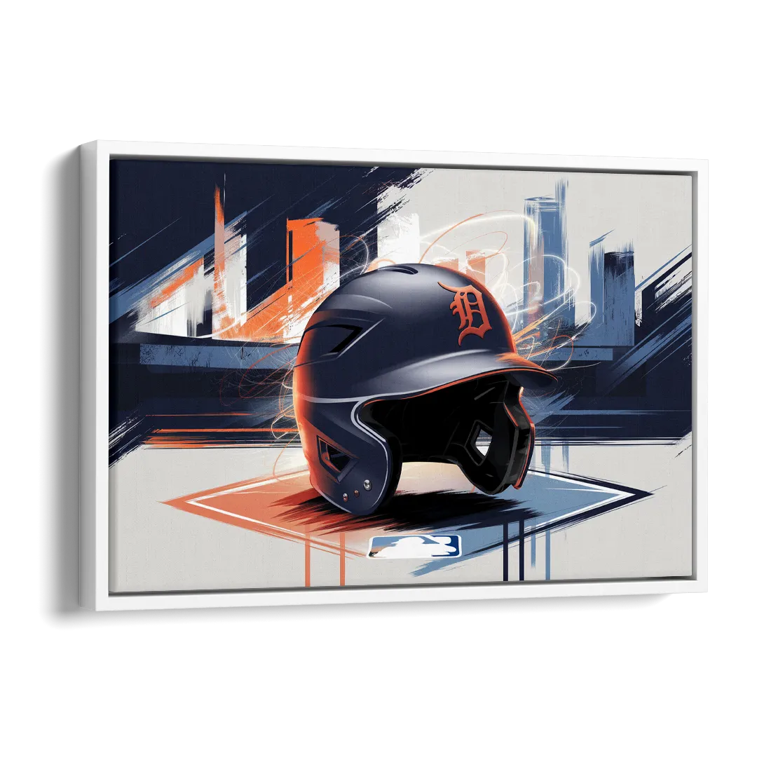Detroit Tigers Baseball Side - White Canvas Wall Art