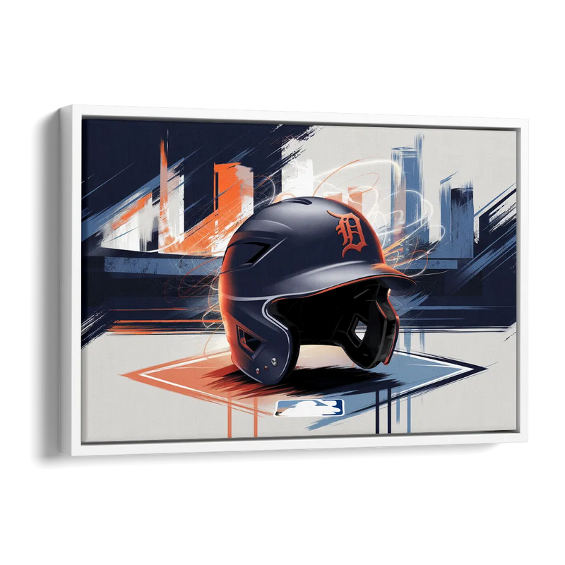 Detroit Tigers Baseball Side - White Canvas Wall Art