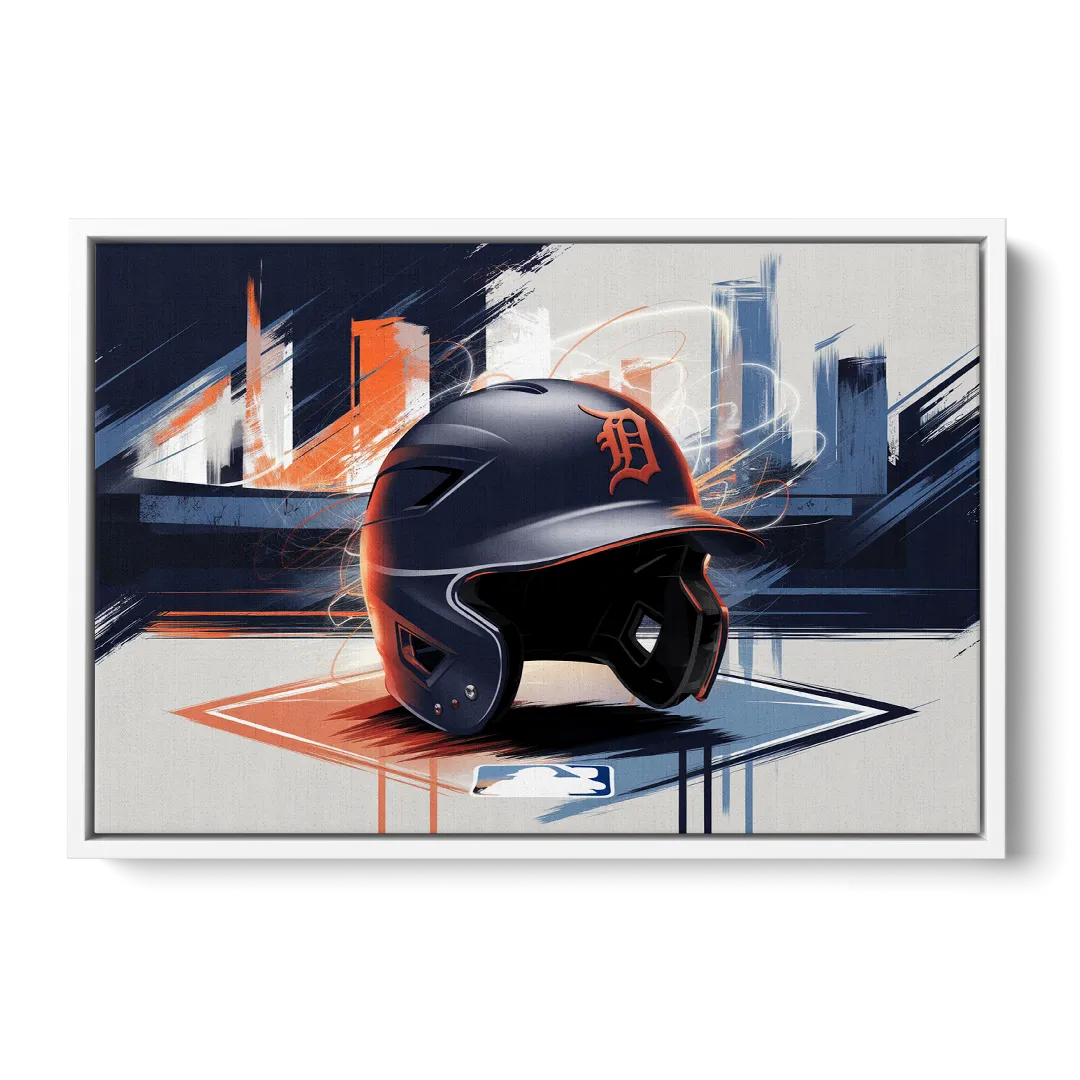 Detroit Tigers Baseball Front - White Canvas Wall Art