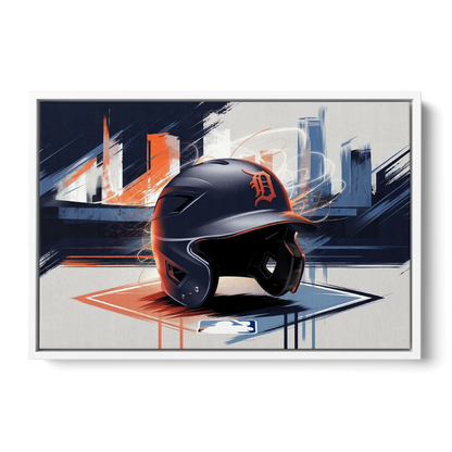 Detroit Tigers Baseball Front - White Canvas Wall Art