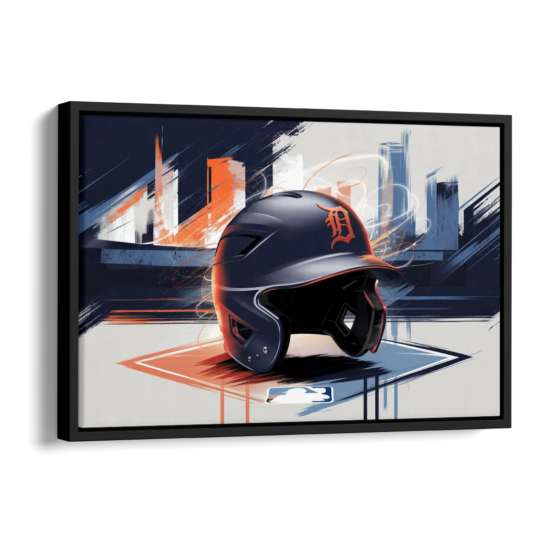 Detroit Tigers Baseball Side - Black Canvas Wall Art