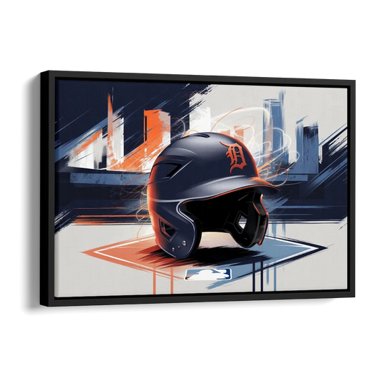 Detroit Tigers Baseball Side - Black Canvas Wall Art