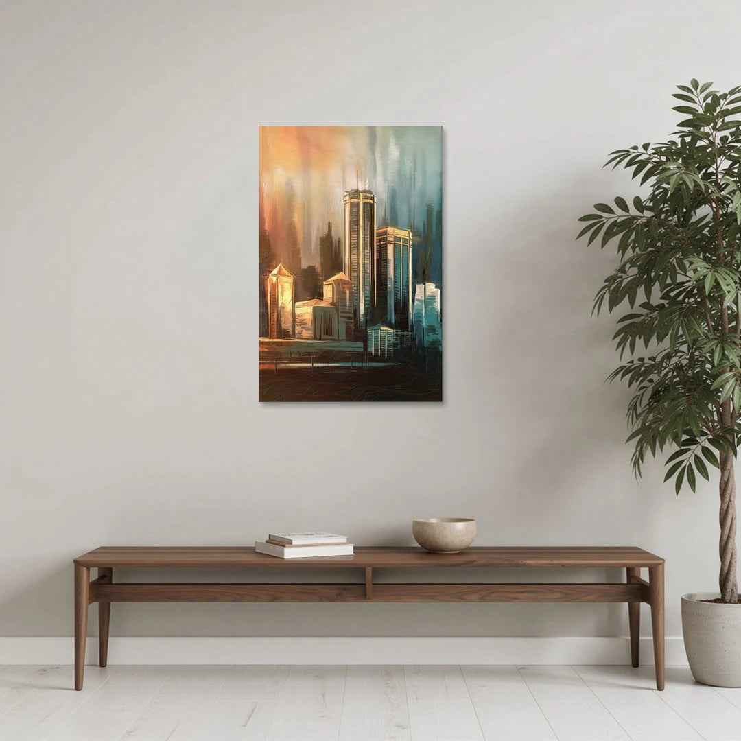Detroit Urban Skyline - Canvas Wall Art - Coffee Table - 24x36
