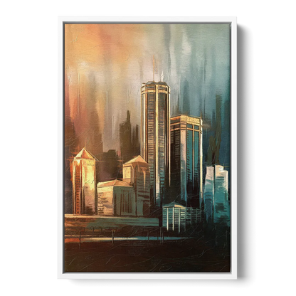 Detroit Urban Skyline Front - White Canvas Wall Art