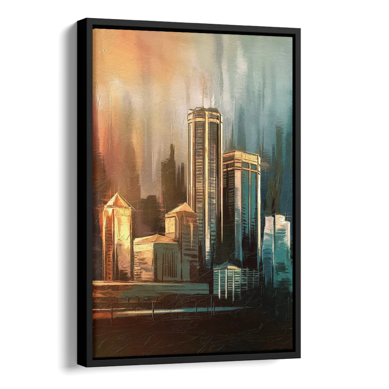 Detroit Urban Skyline Side - Black Canvas Wall Art