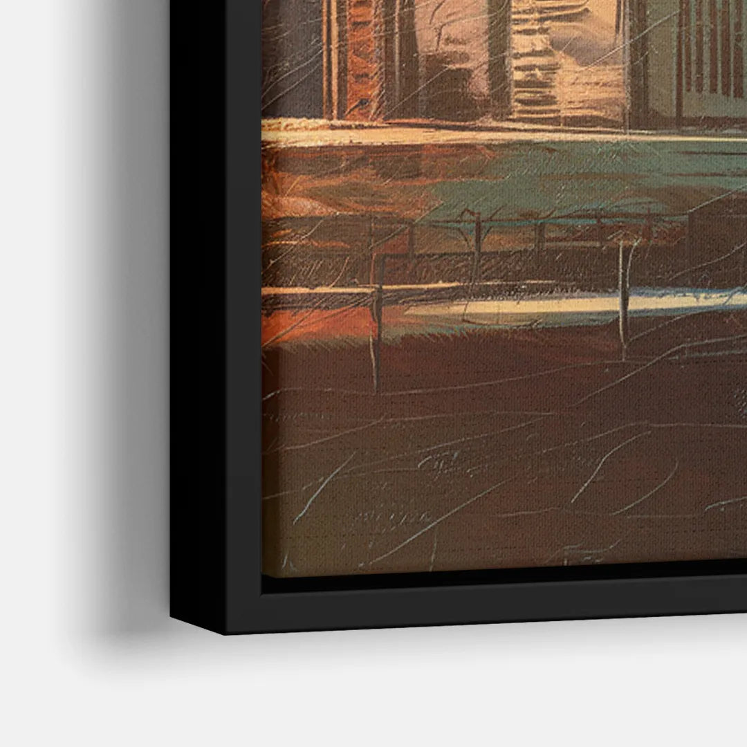 Detroit Urban Skyline - Close-Up Black Frame Canvas