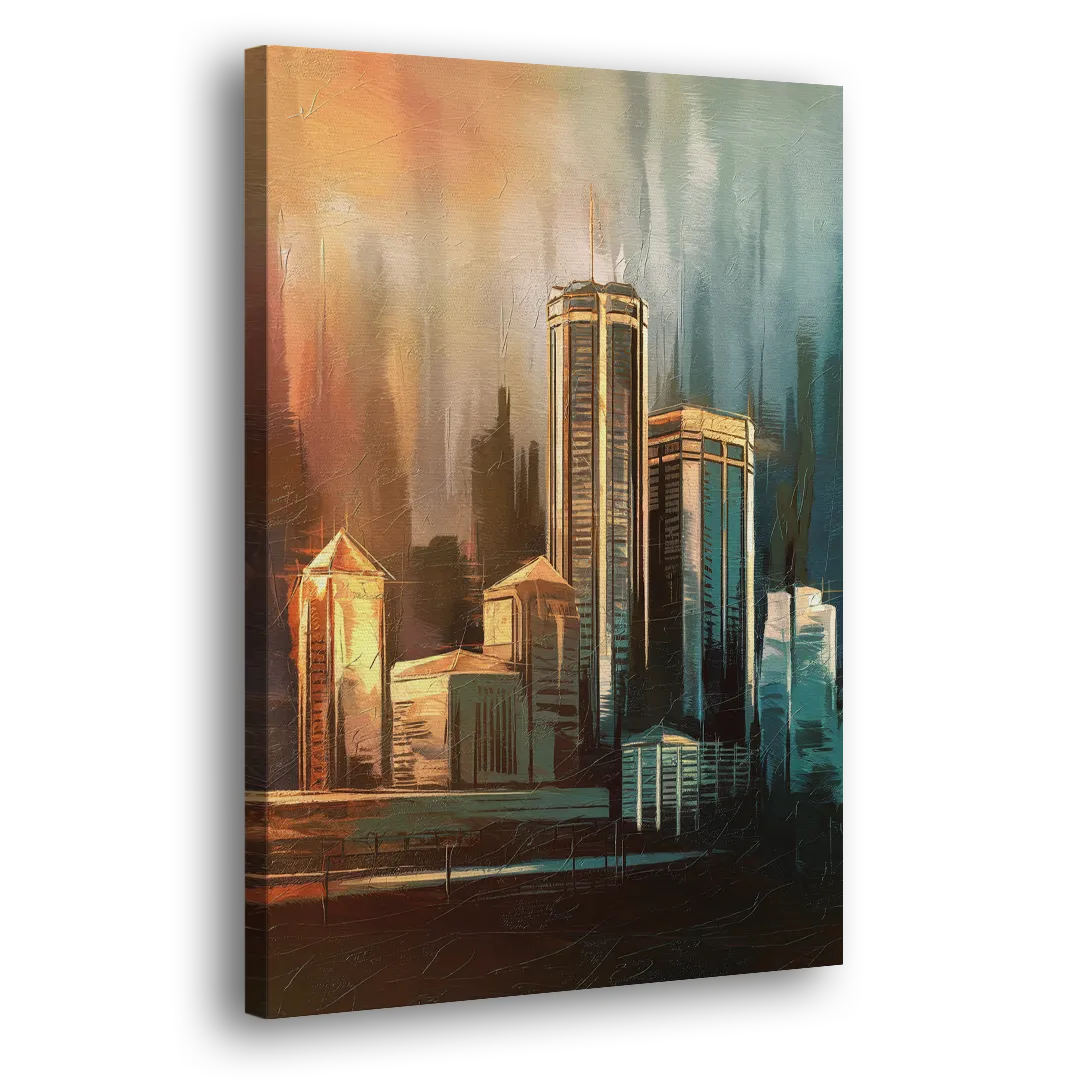 Detroit Urban Skyline Side - Canvas Wall Art