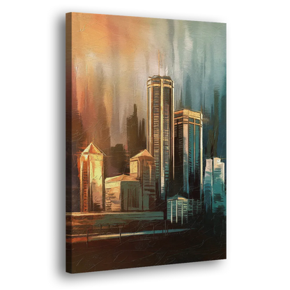 Detroit Urban Skyline Side - Canvas Wall Art