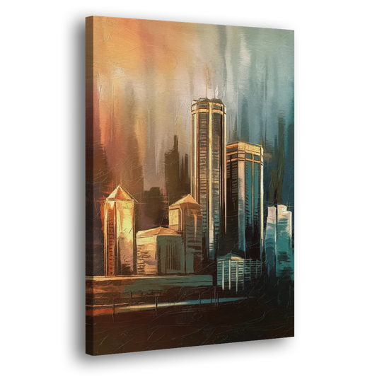 Detroit Urban Skyline Side - Canvas Wall Art