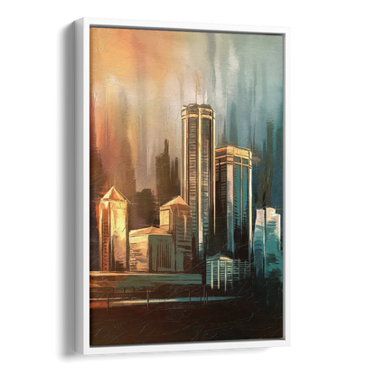 Detroit Urban Skyline Side - White Canvas Wall Art