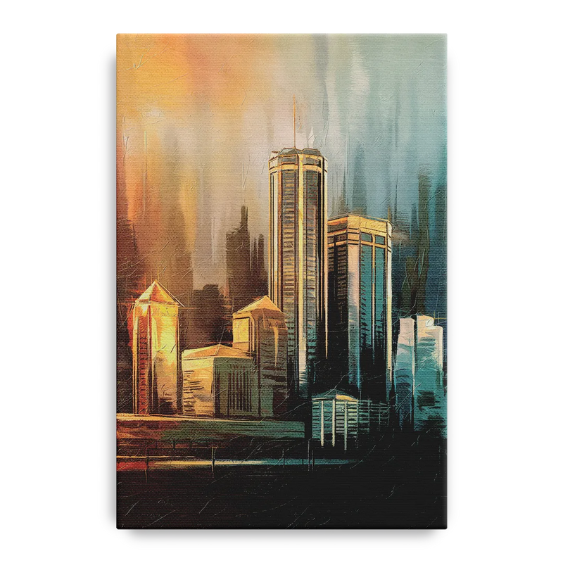 Detroit Urban Skyline Front - Canvas Wall Art