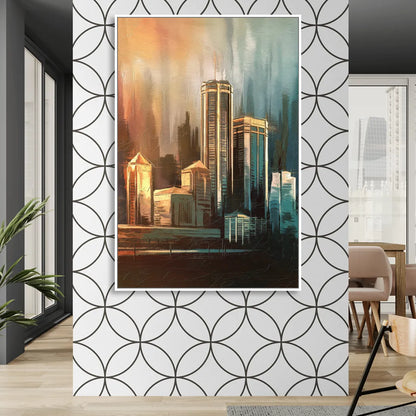 Detroit Urban Skyline Sitting Room - White Canvas Wall Art