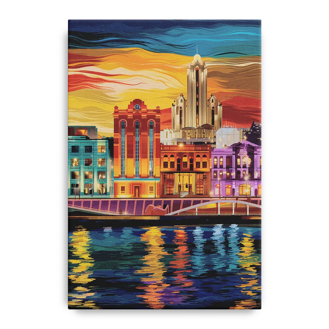 Detroit Vibrant Cityscape Front - Canvas Wall Art