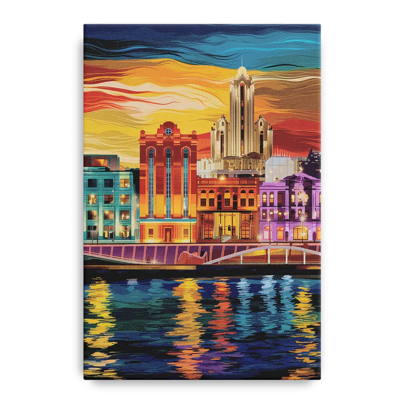 Detroit Vibrant Cityscape Front - Canvas Wall Art