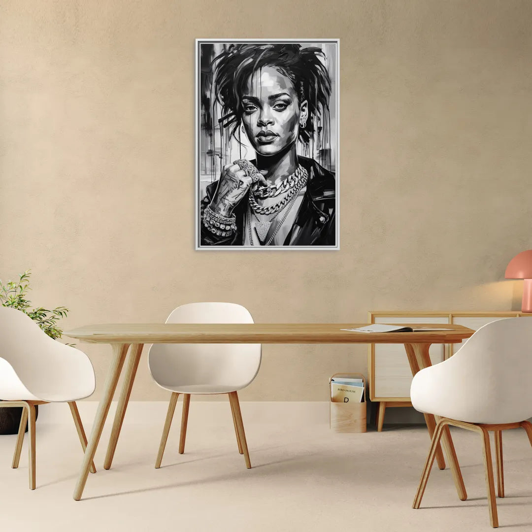 Diamond Aura - Living Room White Frame Canvas