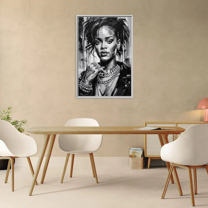 Diamond Aura - Living Room White Frame Canvas