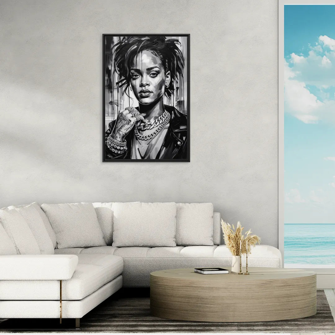 Diamond Aura - Living Room Black Frame Canvas