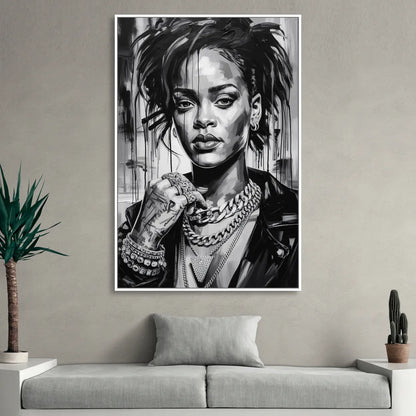 Diamond Aura Living Room - White Canvas Wall Art