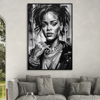 Diamond Aura Sitting Room - Black Canvas Wall Art