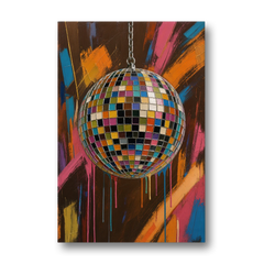 Disco Ball Painting in Bursting Color - Canvas Wall Art - Front