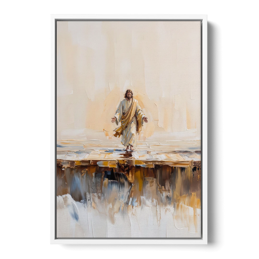 Divine Christian Moment - White Framed Canvas Wall Art - Front