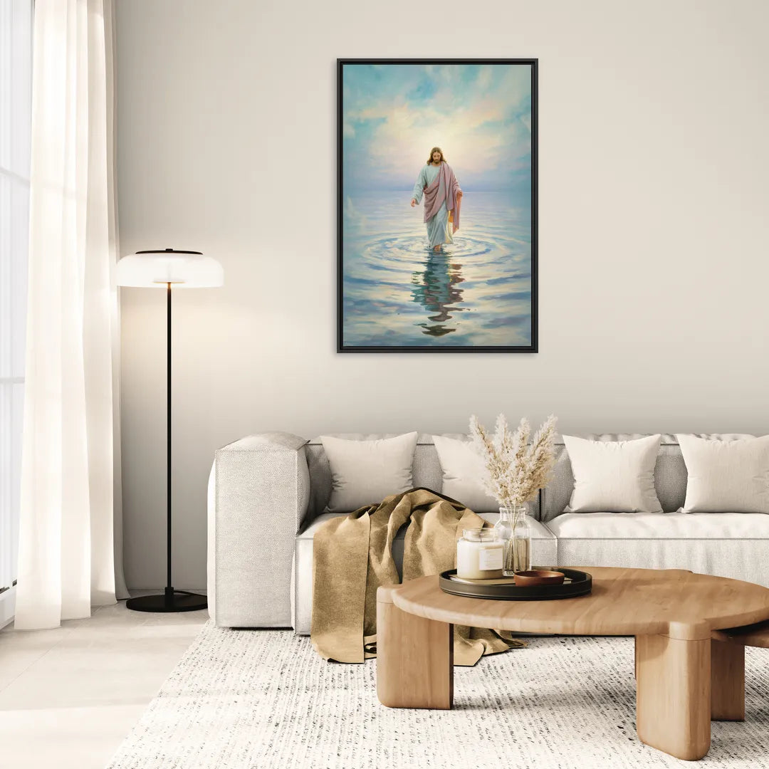 Divine Christian Moment - Living Room Black Frame Canvas