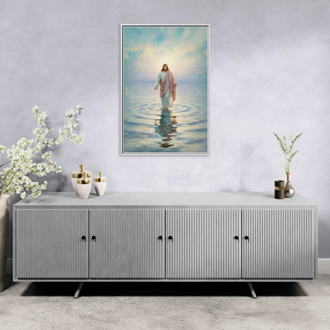 Divine Christian Moment - Living Room White Frame Canvas