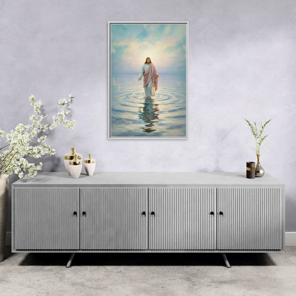 Divine Christian Moment - Living Room White Frame Canvas