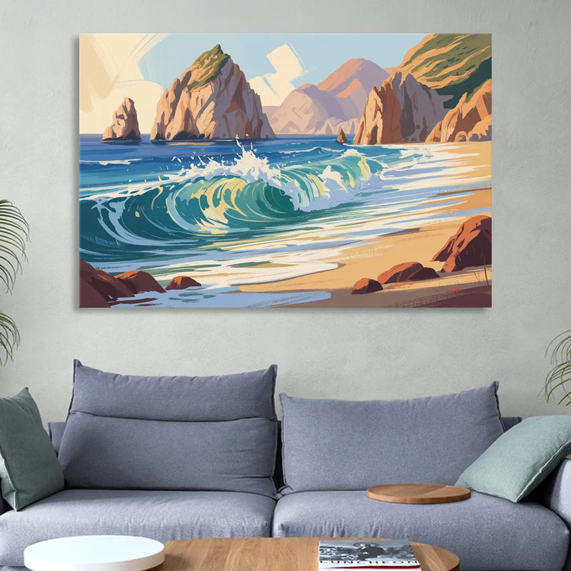 Divorce Beach Waves Living Room - Canvas Wall Art