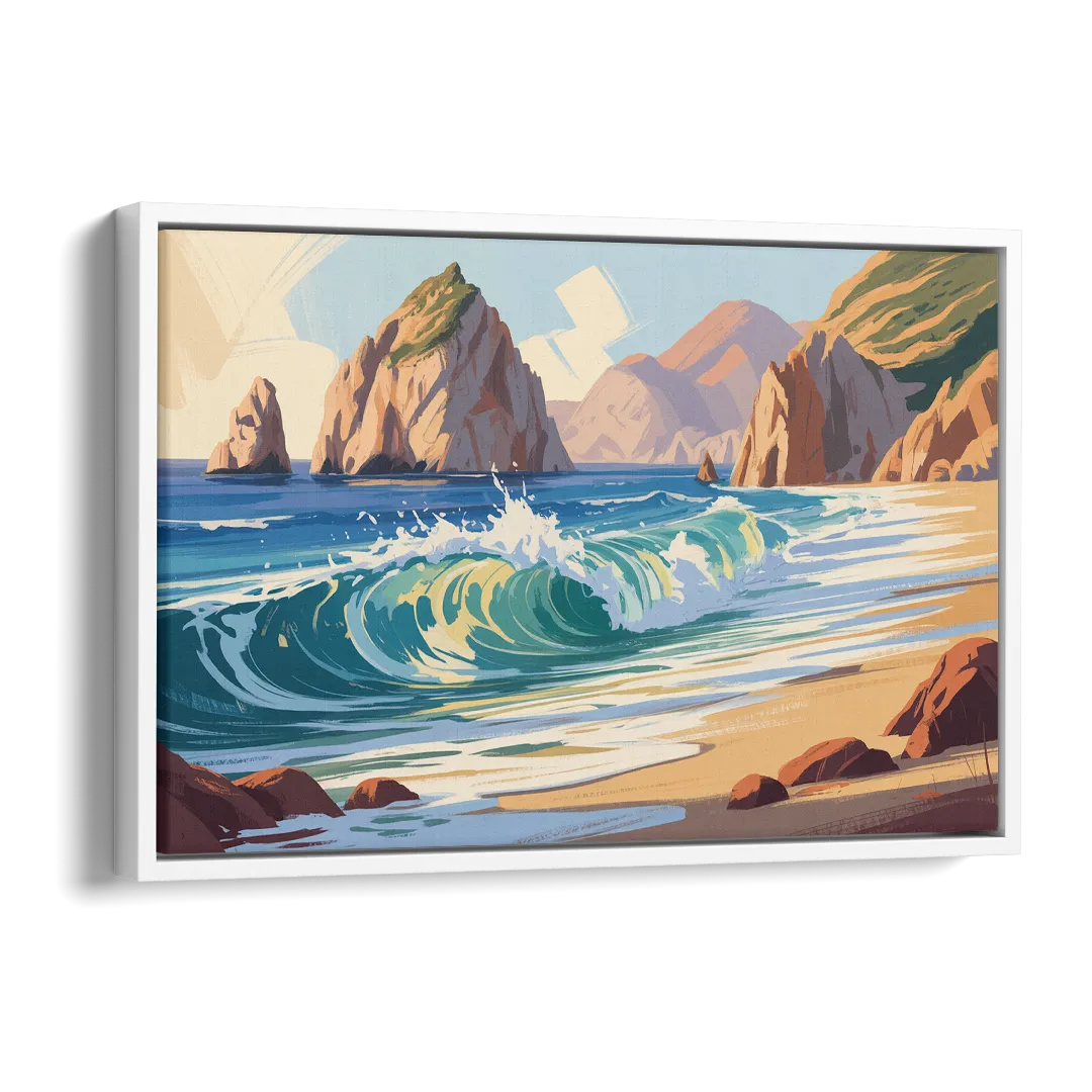 Divorce Beach Waves Side - White Canvas Wall Art