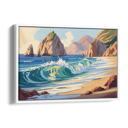 Divorce Beach Waves Side - White Canvas Wall Art