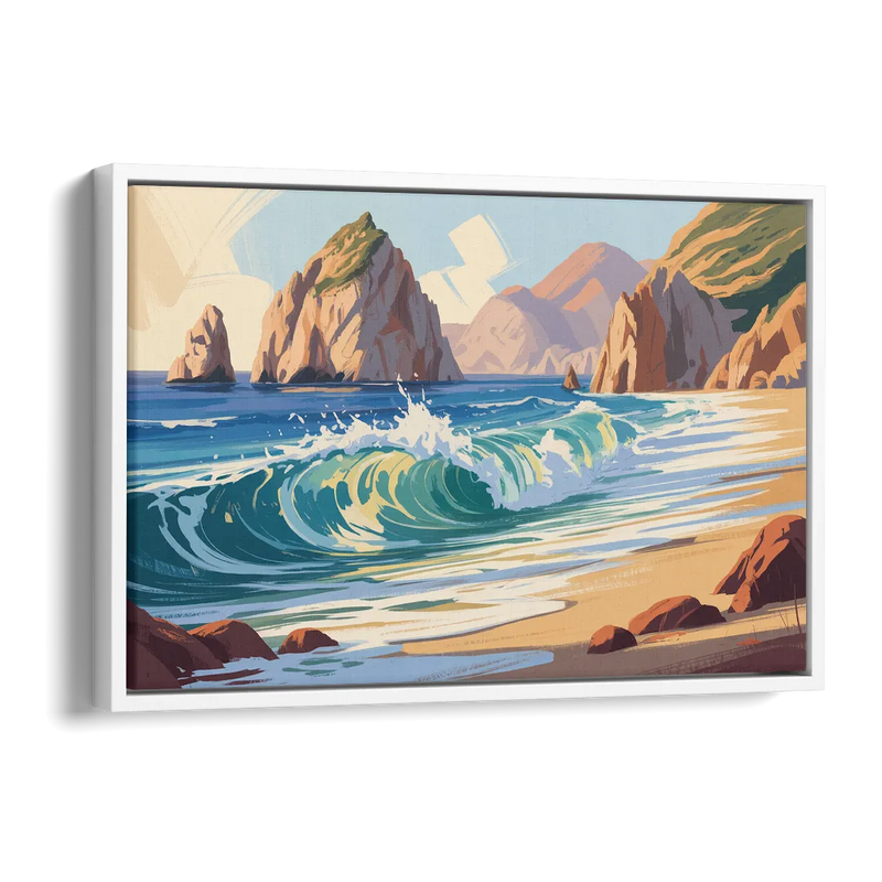 Divorce Beach Waves Side - White Canvas Wall Art