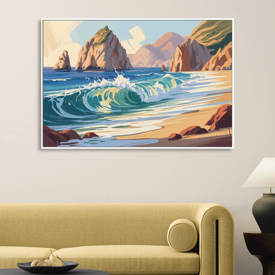 Divorce Beach Waves Sitting Room - White Canvas Wall Art
