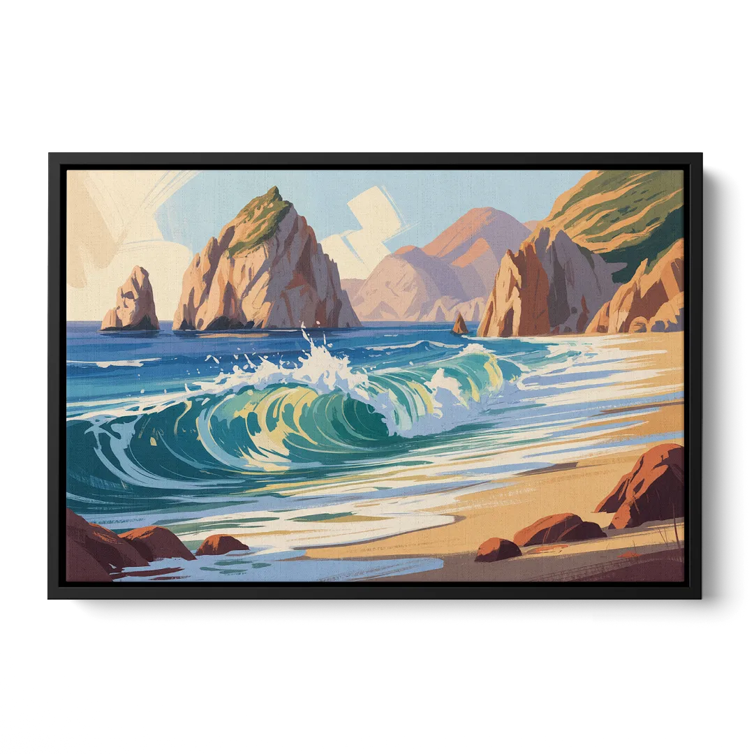 Divorce Beach Waves Front - Black Canvas Wall Art