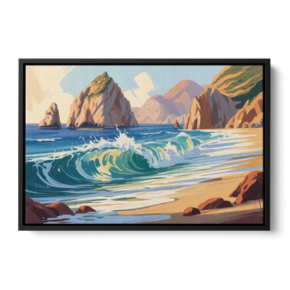 Divorce Beach Waves Front - Black Canvas Wall Art