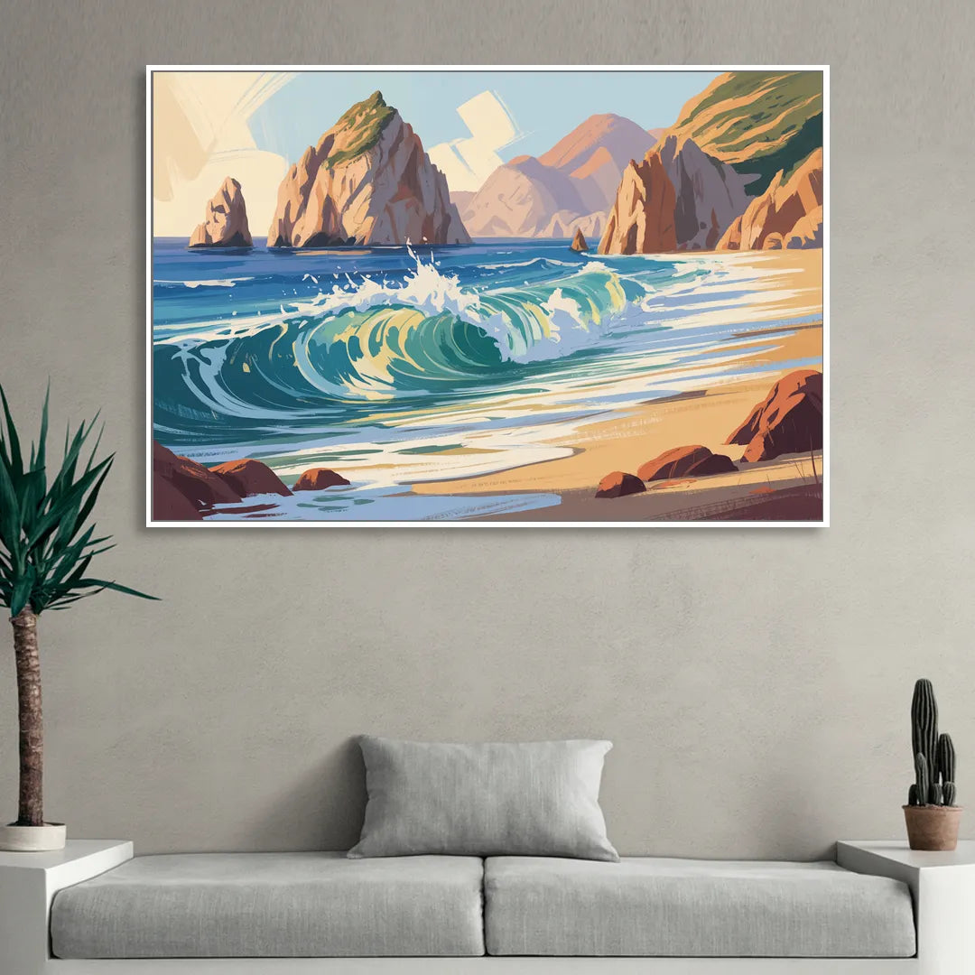 Divorce Beach Waves Living Room - White Canvas Wall Art