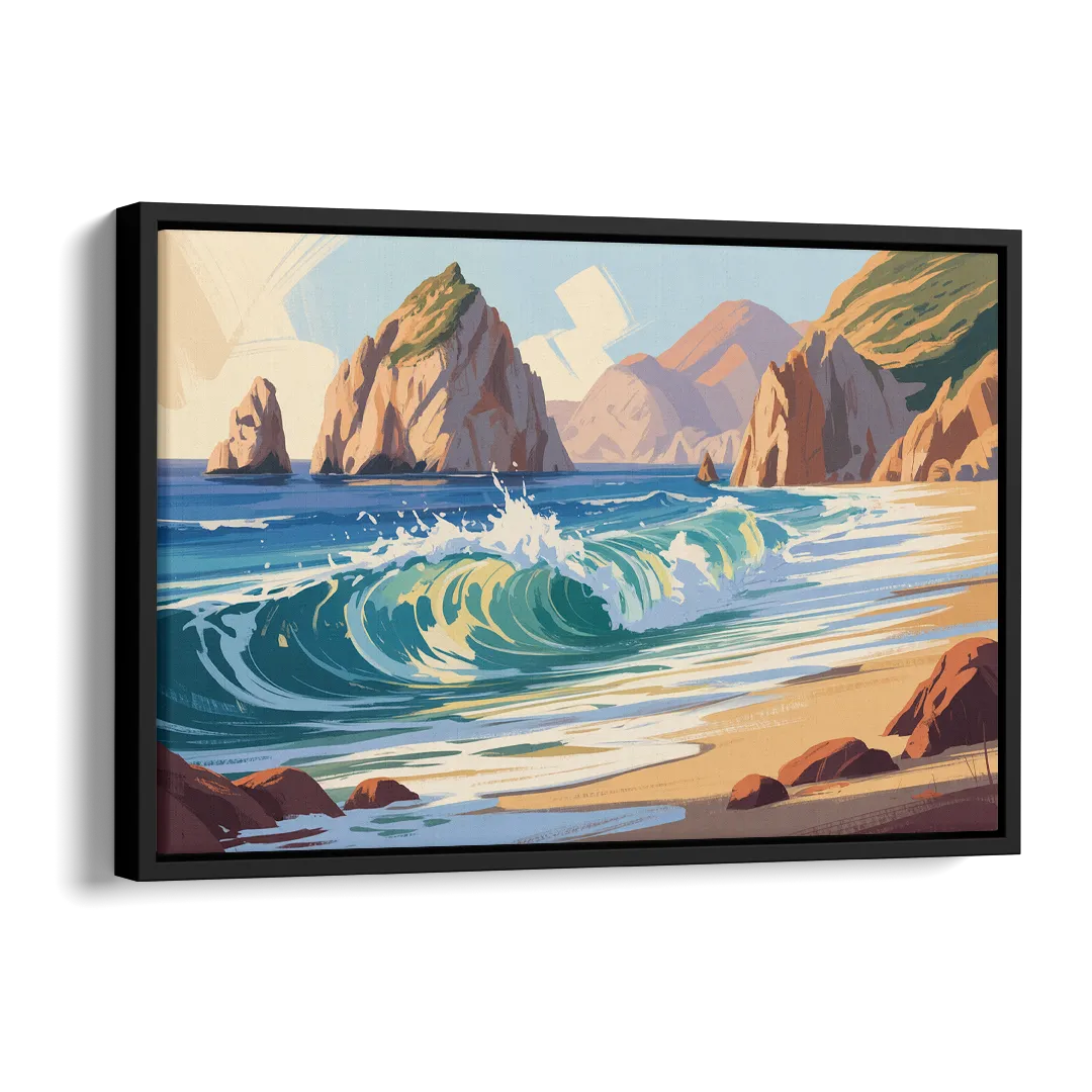 Divorce Beach Waves Side - Black Canvas Wall Art