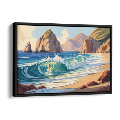 Divorce Beach Waves Side - Black Canvas Wall Art