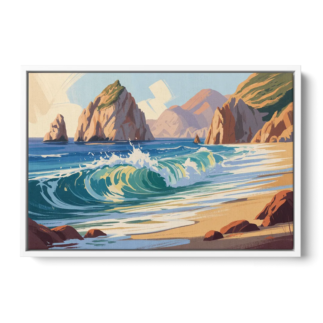 Divorce Beach Waves Front - White Canvas Wall Art