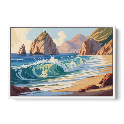 Divorce Beach Waves Front - White Canvas Wall Art