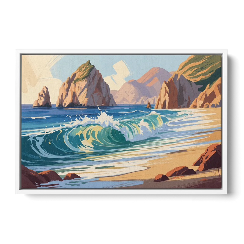 Divorce Beach Waves Front - White Canvas Wall Art