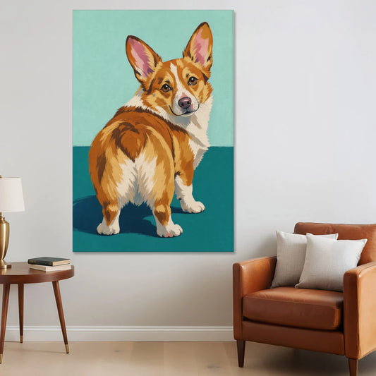 Dog Lover Wall Art of a Corgi Looking Back - Canvas Wall Art - Sofa - 40x60